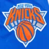 New york knicks script tail full snap satin varsity jacket blue 1