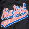 New york knicks script tail ribbed knitted satin varsity jacket black