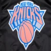 New york knicks script tail ribbed knitted satin varsity jacket black 2