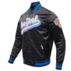 New york knicks script tail ribbed knitted satin varsity jacket black 5