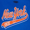 New york knicks script tail womens wool leather varsity jacket blue white