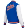 New york knicks script tail womens wool leather varsity jacket blue white 3