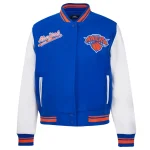 New York Knicks Script Tail Women's Wool/Leather Jacket