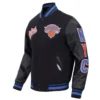 New york knicks script tail wool leather varsity jacket black 5