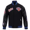 New york knicks script tail wool leather varsity jacket black 6