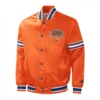 New york knicks slider full snap satin varsity jacket orange 2