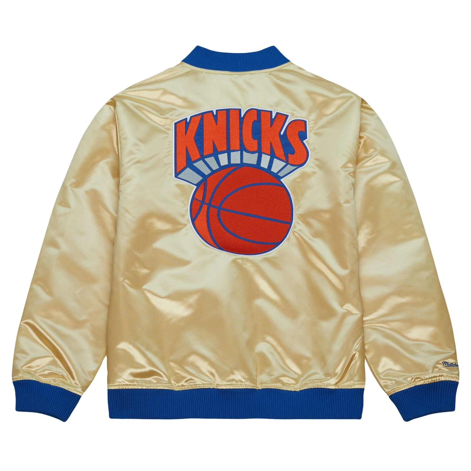New york knicks team og 20 vintage logo satin varsity jacket gold 2