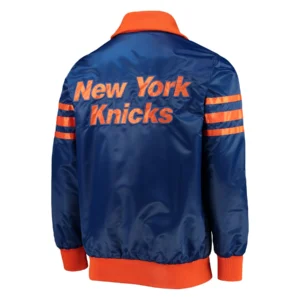 New york knicks the captain ii satin varsity jacket blue 2