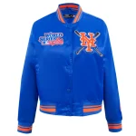 New York Mets Mashup Women's Blue Satin Jacket