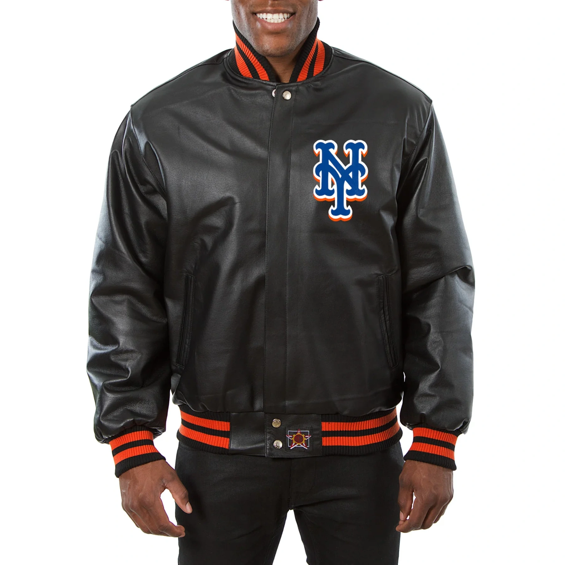 New york mets full real leather varsity jacket black 1