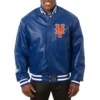 New york mets full real leather varsity jacket blue 1