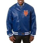 New York Mets Full Leather Blue Varsity Jacket