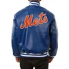 New york mets full real leather varsity jacket blue 2