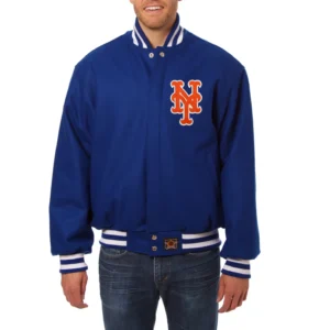 New york mets handcrafted logo wool jacket blue 1