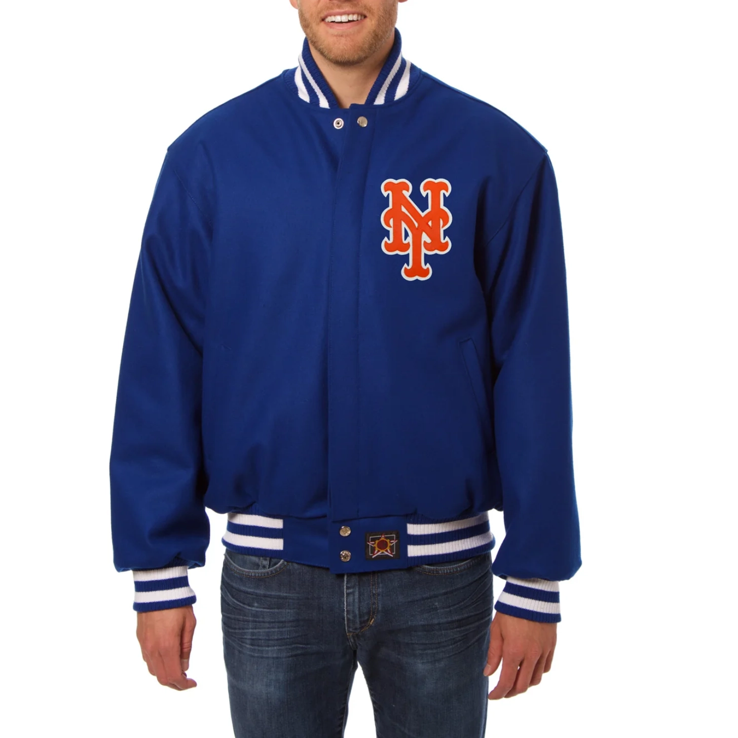 New york mets handcrafted logo wool jacket blue 1
