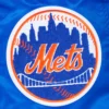 New york mets mashup full snap ribbed knitted satin varsity jacket blue 3 1