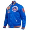 New york mets mashup full snap ribbed knitted satin varsity jacket blue 6 1