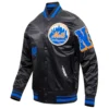 New york mets old english full snap satin varsity jacket black 6 1