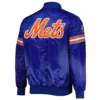 New york mets pick roll full snap satin varsity jacket blue 1