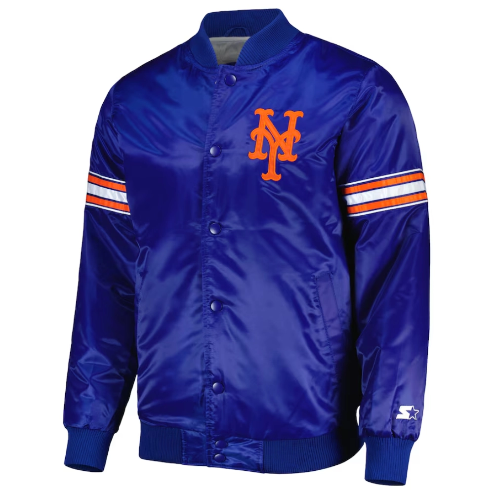 New york mets pick roll full snap satin varsity jacket blue 2