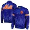 New york mets pick roll full snap satin varsity jacket blue 3