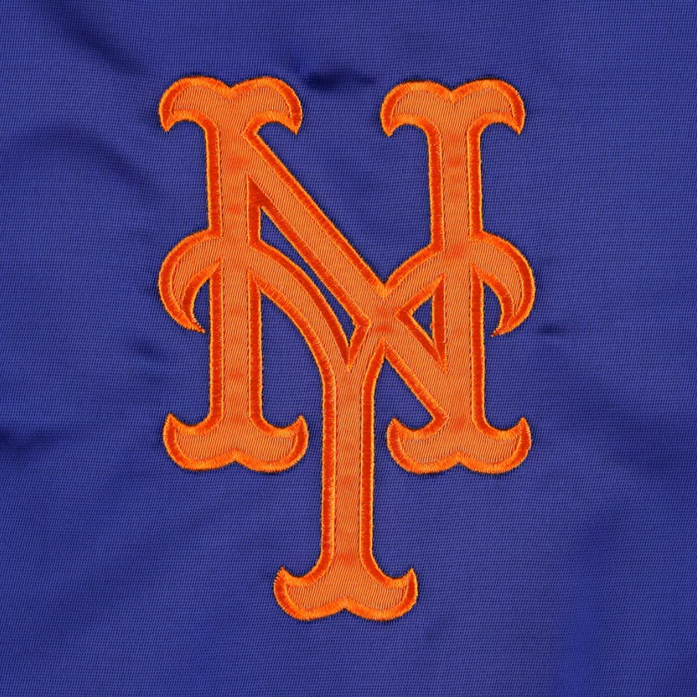 New york mets pick roll full snap satin varsity jacket blue