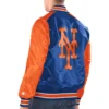 New york mets renegade satin varsity jacket blue orange