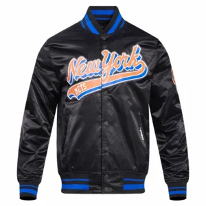 New york mets script tail rib wool leather varsity jacket black 7