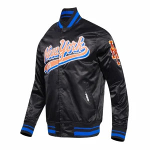 New york mets script tail rib wool leather varsity jacket black 8