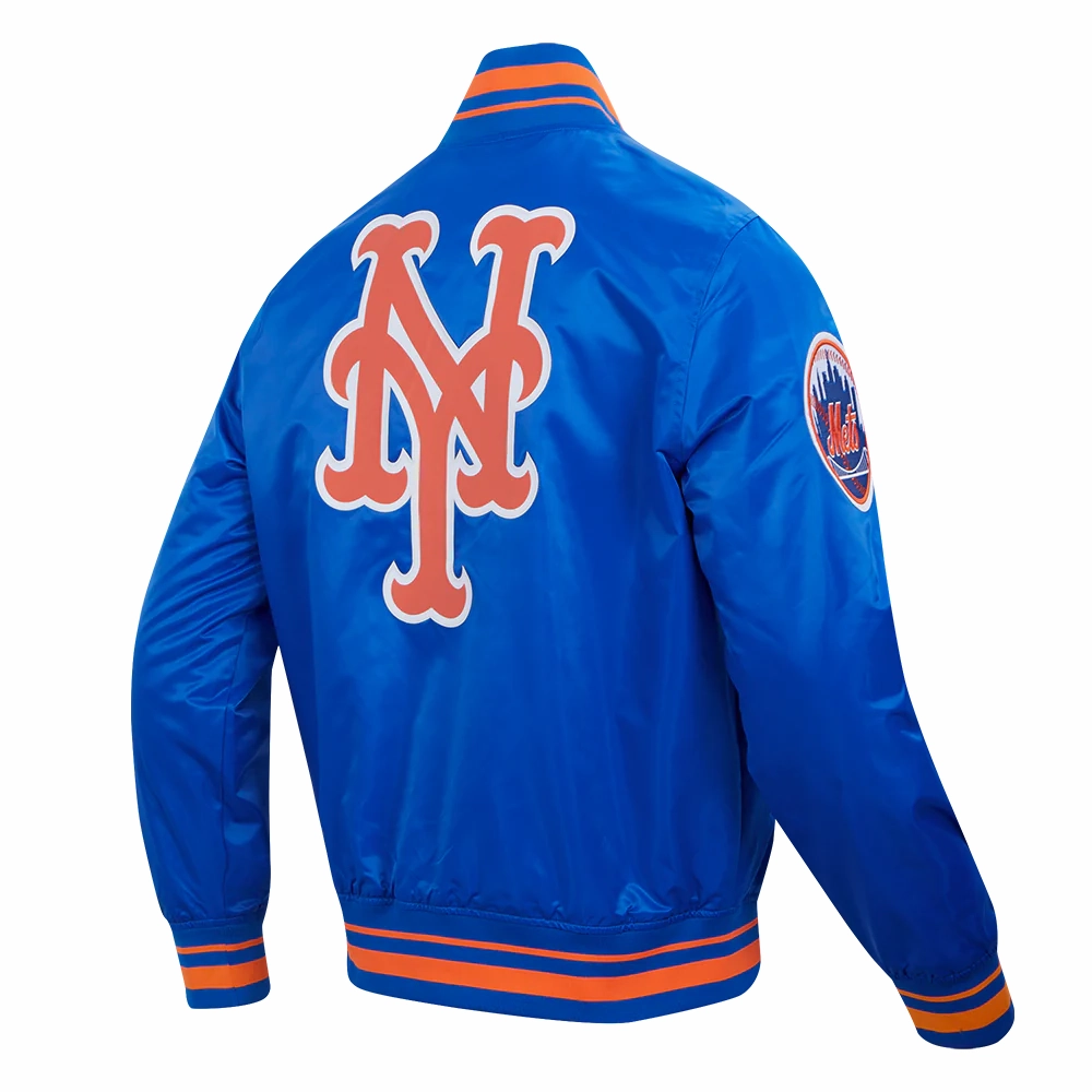 New york mets script tail satin varsity jacket blue 2