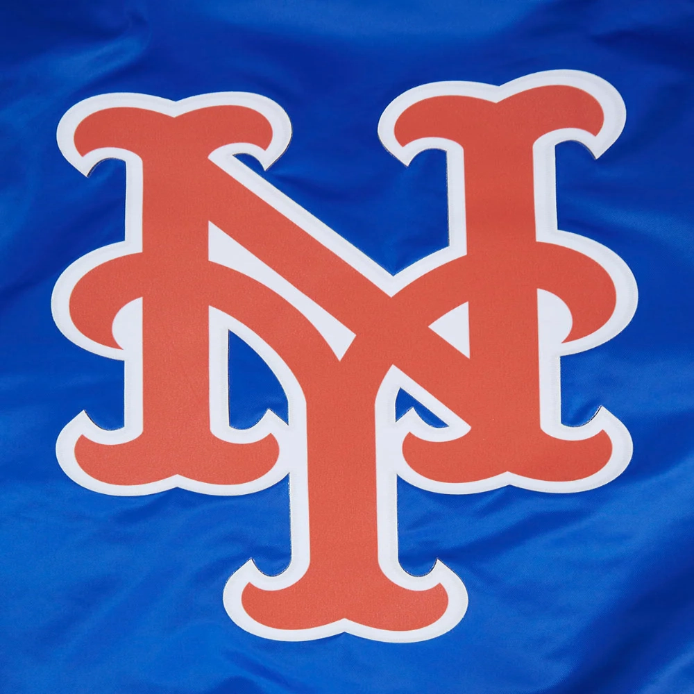 New york mets script tail satin varsity jacket blue 3