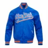 New york mets script tail satin varsity jacket blue 5