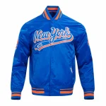 New York Mets Script Tail Blue Satin Jacket