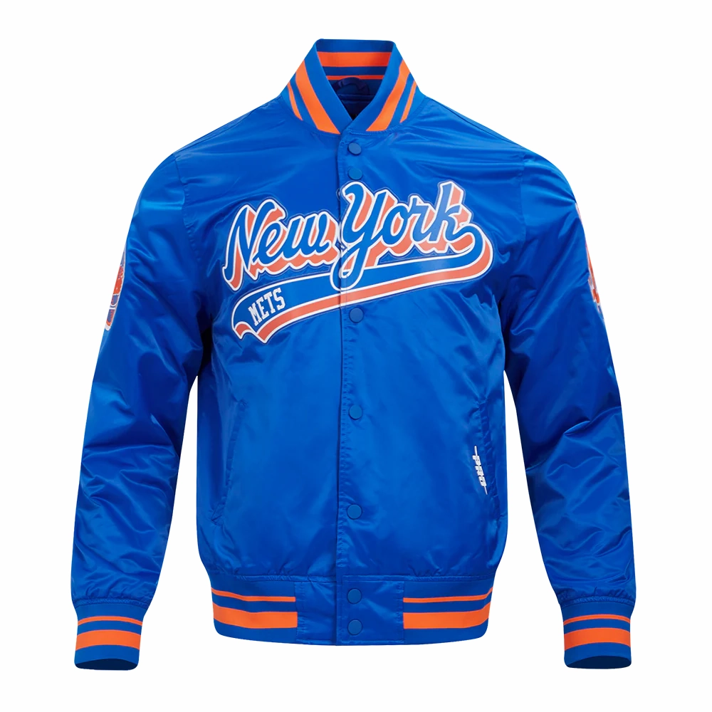 New york mets script tail satin varsity jacket blue 5