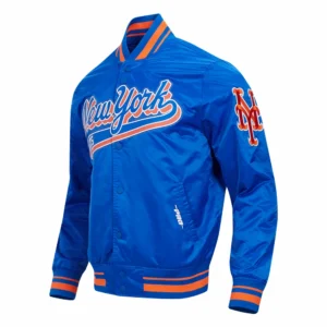 New york mets script tail satin varsity jacket blue 6