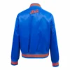 New york mets script tail womens satin varsity jacket blue 3