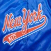 New york mets script tail womens satin varsity jacket blue 6