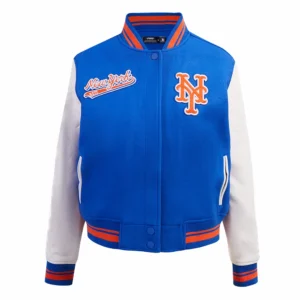 New york mets script tail womens wool leather varsity jacket bluewhite 1