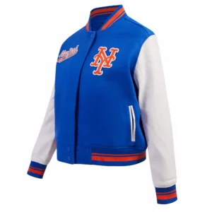New york mets script tail womens wool leather varsity jacket bluewhite 2