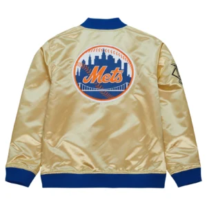 New york mets team og 20 full zip satin varsity jacket gold 2
