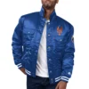 New york mets team varsity satin trucker jacket blue 1