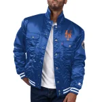 New York Mets Silver Tab Satin Trucker Blue Jacket