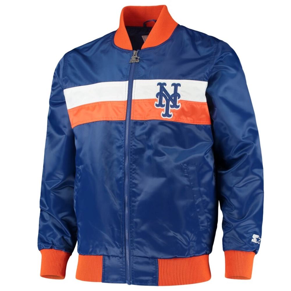 New york mets the ambassador satin varsity jacket blue 2