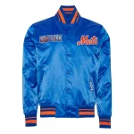 New York Mets Turn It Up M Full-Snap Blue Satin Jacket
