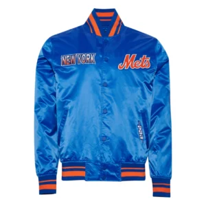 New york mets turn it up m royal satin varsity jacket