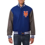 New York Mets Two Tone Blue/Gray Wool Jacket