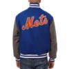 New york mets two tone handcrafted logo wool jacket blue gray 2
