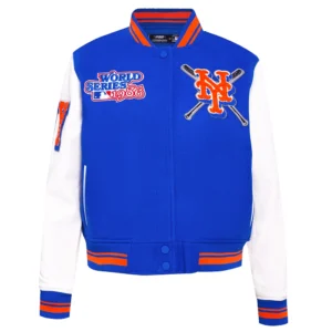 New york mets womens mashup wool leather varsity jacket bluewhite 1 1