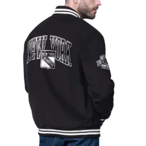 New york rangers blackout corduroy varsity jacket