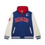 New York Rangers Rinkside Hooded Wool/Leather Jacket